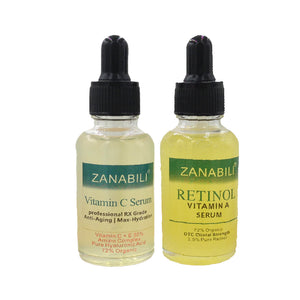 ZANABILI Pure Retinol Vitamin A 2.5%  +  30% Vitamin C + E 100% HYALURONIC ACID Facial Serum  Anti-Aging Moisturizing Face Cream